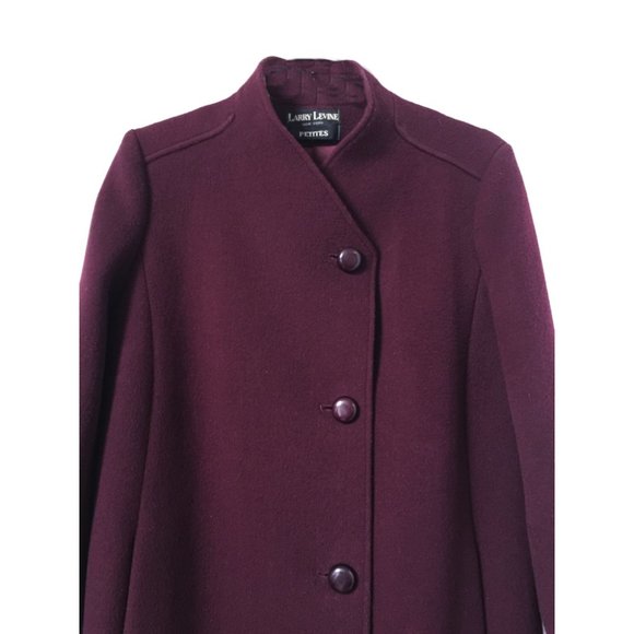 Larry Levine Wool Dress Coat Wine MP - Picture 3 of 3